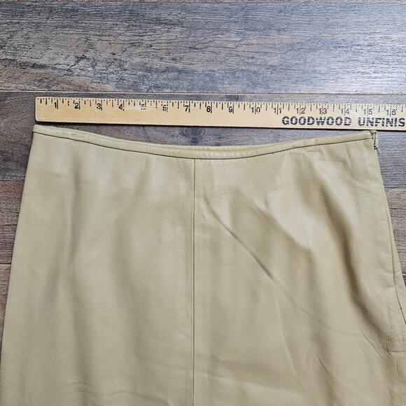 For Joseph by Ciao Bella Tan 100% Leather Pencil Skirt Womens 28/6 Mob Wife New - Picture 7 of 11